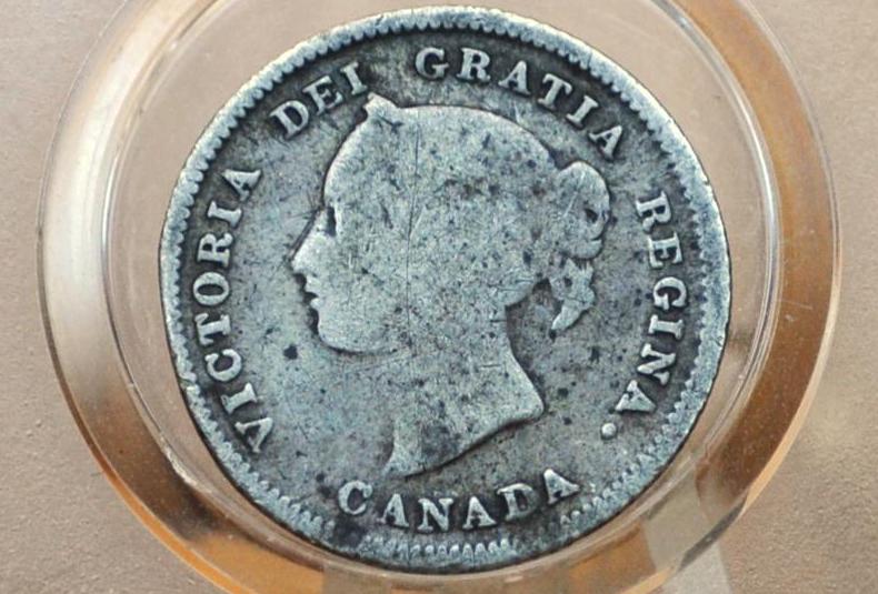 1880 Canadian Silver 5 Cent Coin - Choose by Grade - Queen Victoria Canada 5 Cent Sterling Silver 1880-H
