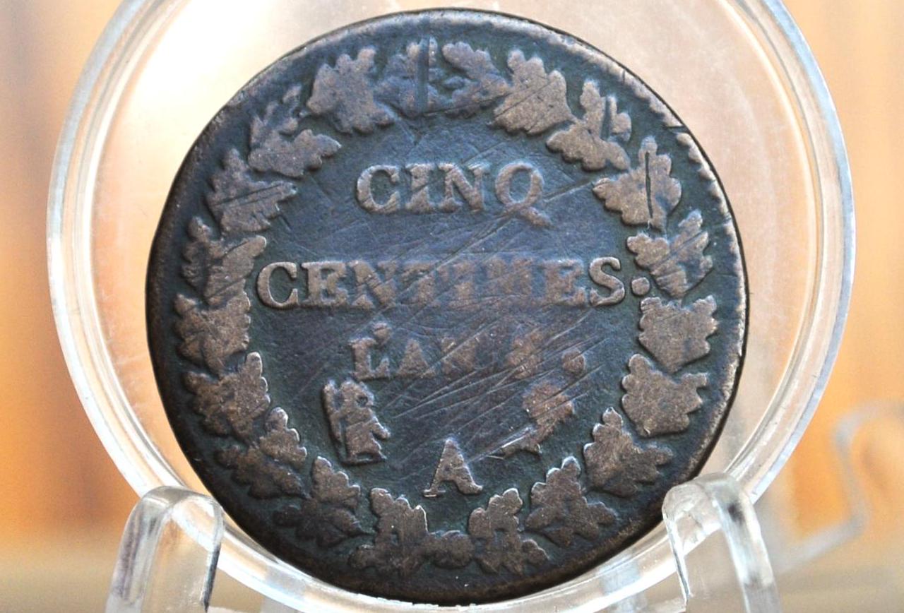 1796 Year 5 Dupre Republic of France 5 Centimes - Revolutionary Coins of France - Alexandre Roëttiers de Montaleau, Monnaie de Paris