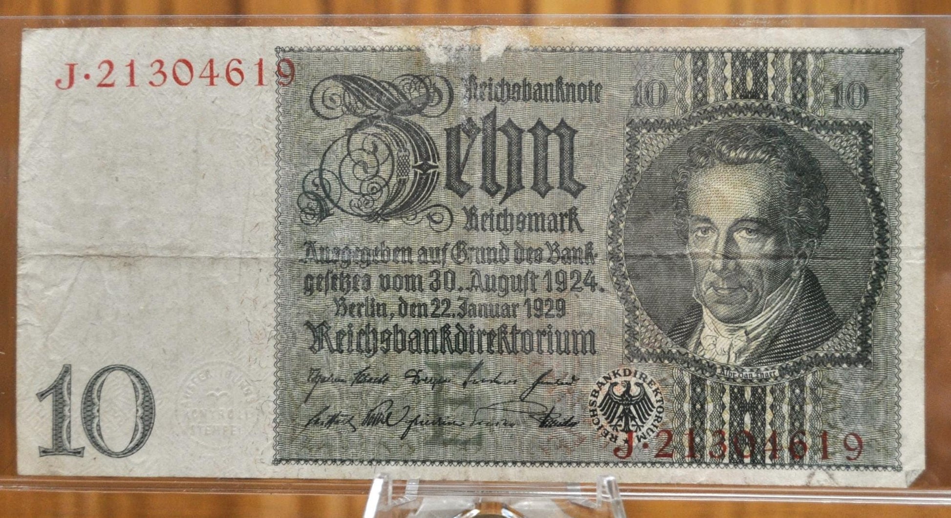 1929 10 Reichsmark German Bank Note - 1929 Reichsbanknote Reichsmark Note - Circulated Condition - 1929 Ten Reichsmark Note - P#180a