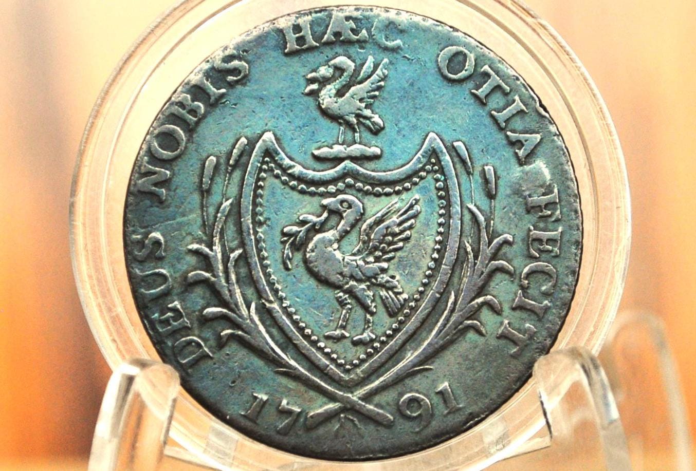 1791 Liverpool Halfpenny Token - Higher Grade - Condor Token 1791, Lancashire - Liverpool 1791 Sail Ship 1/2 Penny