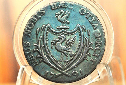 1791 Liverpool Halfpenny Token - Higher Grade - Condor Token 1791, Lancashire - Liverpool 1791 Sail Ship 1/2 Penny