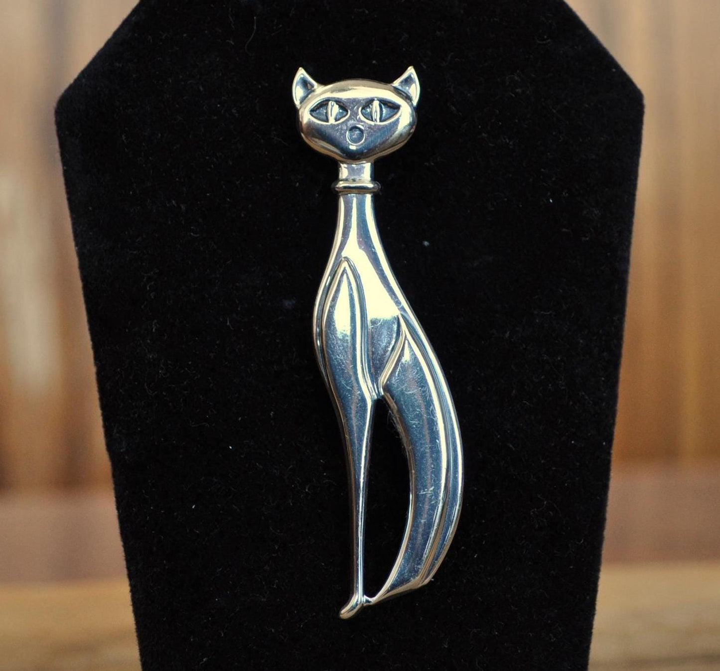 Vintage Beau Sterling Silver Sitting Cat Brooch - Mid-Century Pin - Beau-Ster Signed Sterling Silver 925 Cat Pin - Vintage Cat Pin Brooch