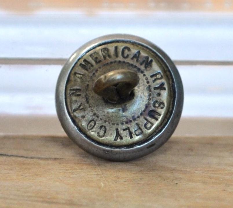 Antique 1890s B+A Railroad Uniform Button - Bangor + Aroostook Railroad - American Railroad Supply Co - Antique B&A Railroad Uniform Button