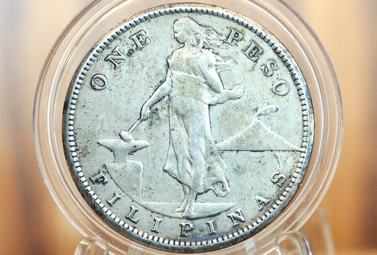 1908-S Philippines Silver One Peso - Great Condition, XF - 1908 Silver Peso Philippines, 80% Silver, S Mint 1908