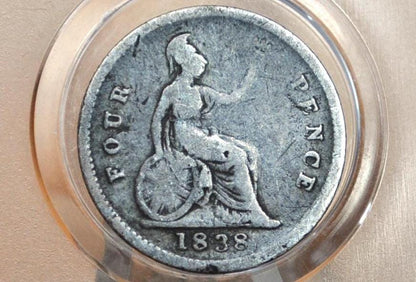 1838 Fourpence Great Britain 4 Pence Silver - VG-Fine - UK 4 Pence Silver 1838 - Great Coin, Affrodable