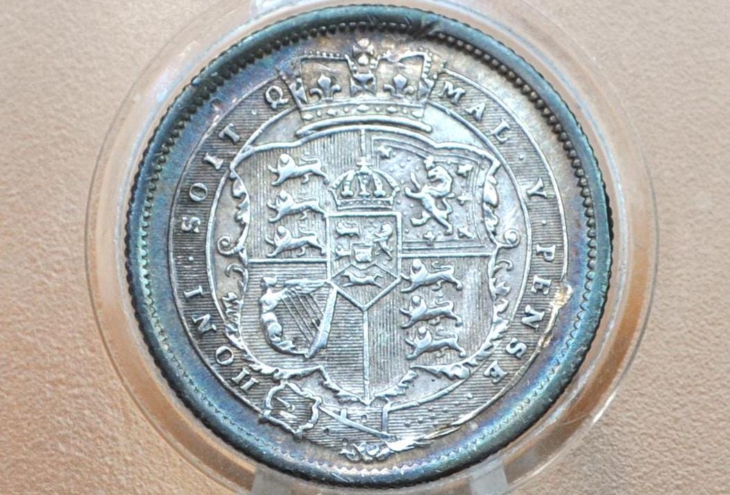 1817 Great Britain Silver 1 Shilling UK One Shilling 1817 - Uncirculated, Cleaned - George III 1 Shilling 1817 Silver, Extraordinary Detail