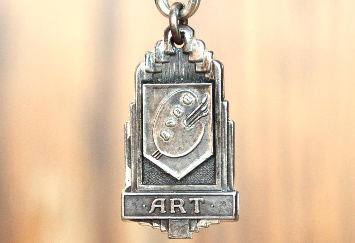 Vintage Art Deco "Art" Pendant- Vintage Pendant Charm - Vintage Art Pendant Sterling Silver