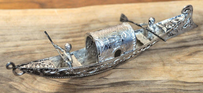 Antique Mini Continental 0.800 Silver Gondola and Gondoliers - Vintage Continental Silver Gondola and Gondoliers - Rare Find!