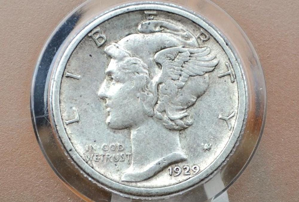 1929-S Mercury Dime - Choose by Grade / Condition - San Francisco Mint - 1929S Mercury Dime - 1929 Dime - Silver Dime