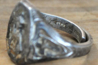 Vintage Sterling Creed Ring - Size 6 - Sterling Creed Religious Ring - Scared Heart Jesus