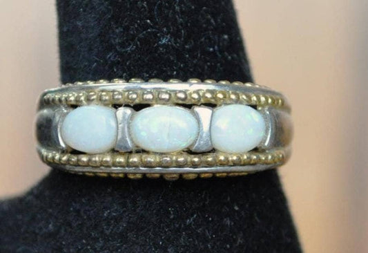 Michelle Albala 925 Silver 2-Tone Vintage Real Opal Ring - Size 8.75 - 925 Silver - Real Opal Michelle Albala Ring