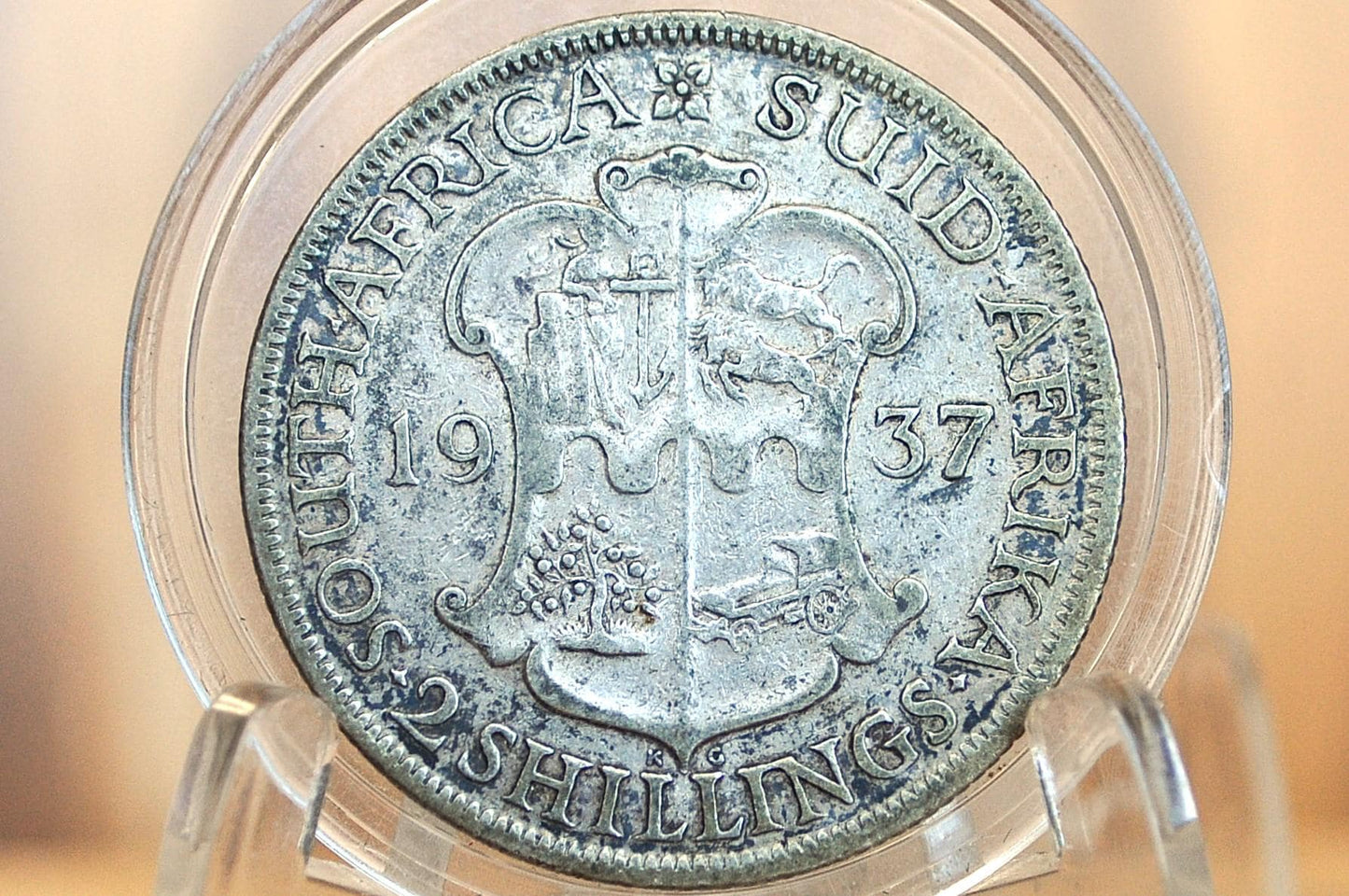 1937 South Africa 2 Shillings - Great Condition - 80% Silver - Two Shilling Coin 1937 UK Issue South Africa - Not Many Made!