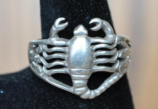 Vintage Scorpion Ring Sterling Silver - Size 9 - Poison Ring - Desert Bug Ring