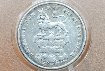 1827 Great Britain Silver 1 Shilling UK One Shilling 1827 - VF+ - George III 1 Shilling 1827 Silver, Great Detail