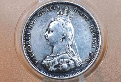 1887 Great Britain Silver 1 Shilling UK One Shilling 1887 - XF+ Grade / Condition - Queen Victoria - Old Silver Shilling