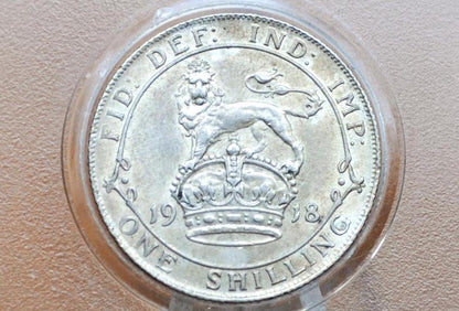 1918 Great Britain Silver 1 Shilling UK One Shilling 1918 - Uncirculated Grade, Lustrous Coin - 1 Shilling 1918 Sterling Shilling UK