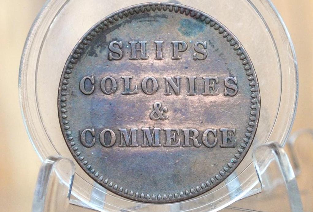 PE-10-30, 1835 Prince Edward Island 1/2 Penny Token - AU Condition - Ships Colonies and Commerce 1935 - Rarer Variety Prince Edward Island