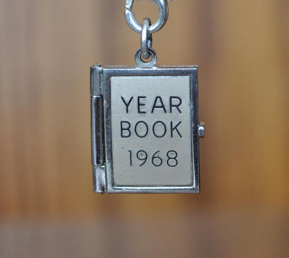 Vintage Wells Sterling 1968 Yearbook Locket - Vintage Yearbook Graduation Charm - Vintage Locket Charm Wells Sterling Silver