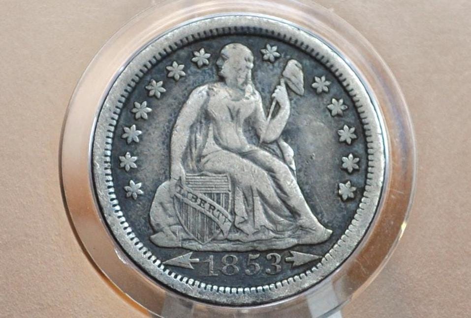 1853 Seated Liberty Dime - Choose by Coin / Grade - 1853 Silver Dime / 1853 Liberty Seated Dime 1853 With Arrows