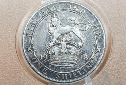 1918 Great Britain Silver 1 Shilling UK One Shilling 1918 - XF Grade, Great Detail - 1 Shilling 1918 Sterling Shilling UK