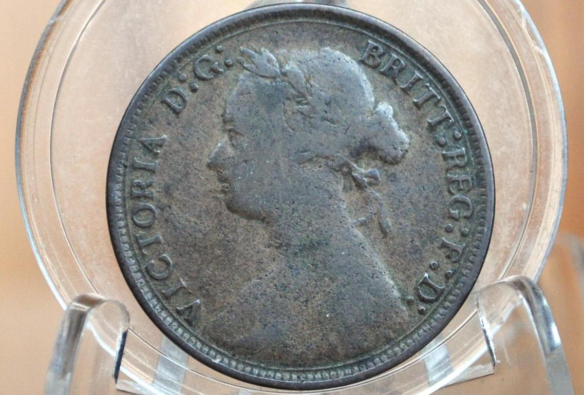 1878 Great Britain Half Penny - Rare Date! F (Fine/Fine+) Details - UK 1/2 Penny 1878 Queen Victoria Halfpenny 1878 - Bronze