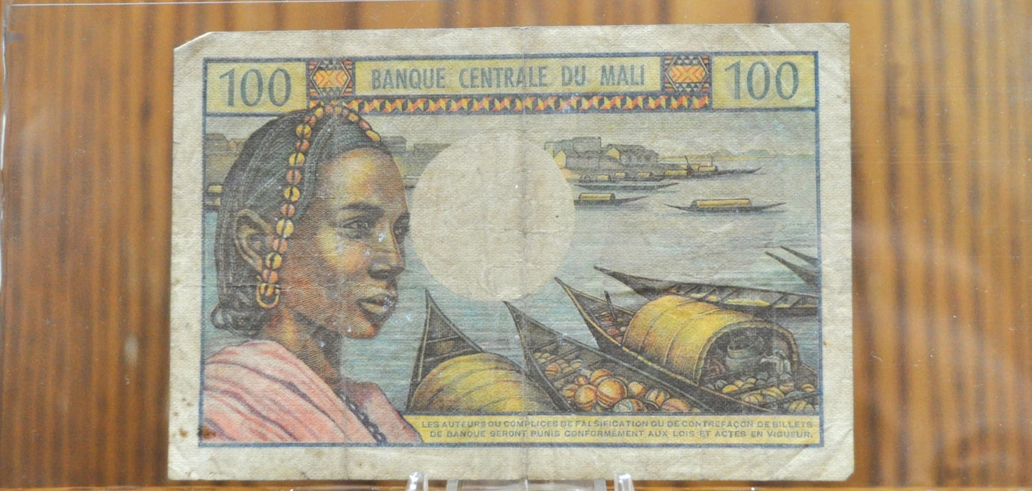 1972 Central Bank of Mali 100 Francs Note - Rarer African Currency - Rare 1972-73 (n.d.) Mali One Hundred Francs Banknote - P#11