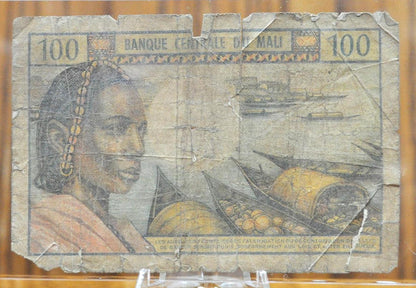 1972 Central Bank of Mali 100 Francs Note - Rarer African Currency - Rare 1972-73 (n.d.) Mali One Hundred Francs Banknote - P#11