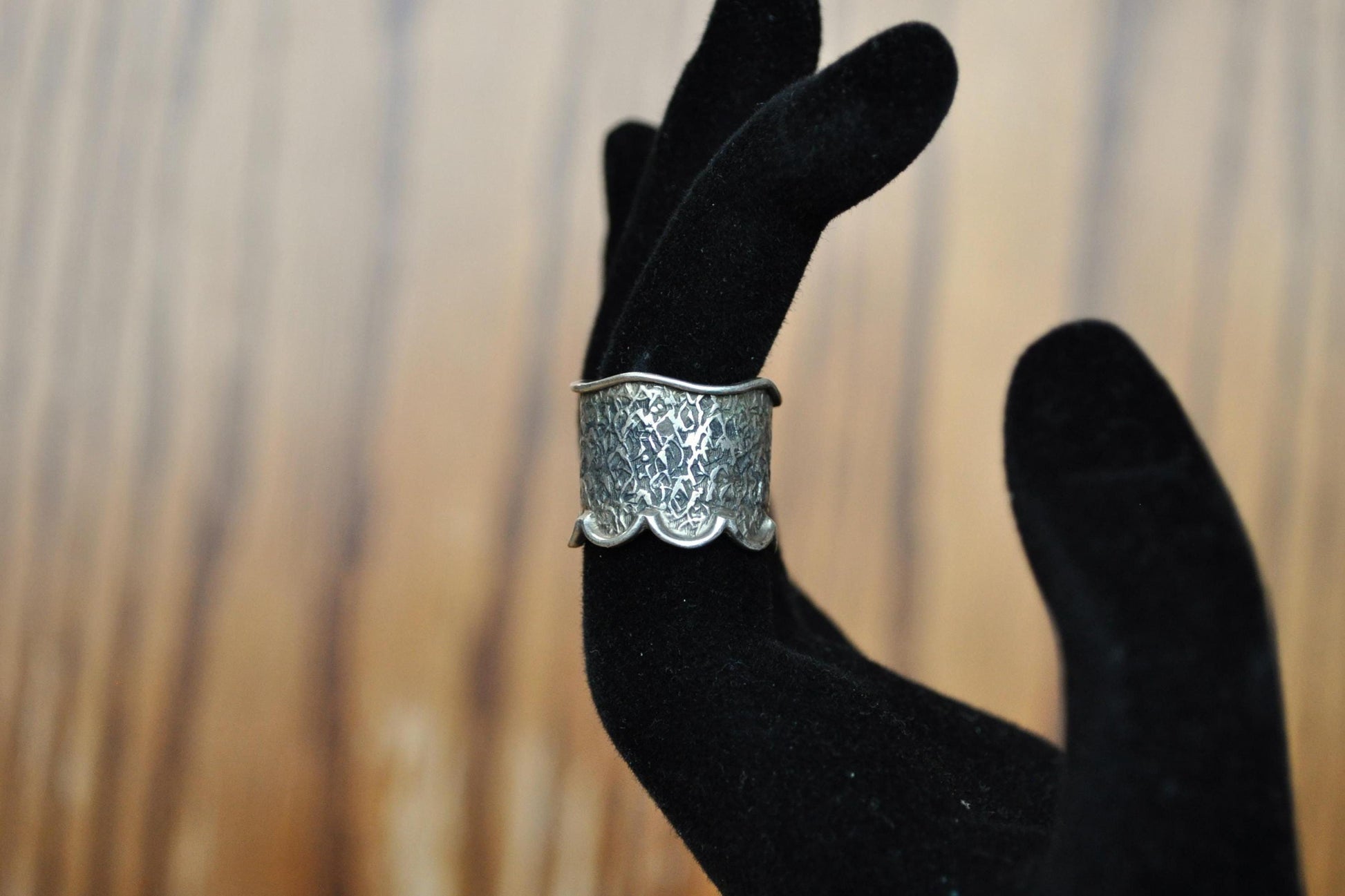 Vintage Indian Wide Band Sterling Silver Ring - Size 5.5 - Wide Band Sterling Silver Ring