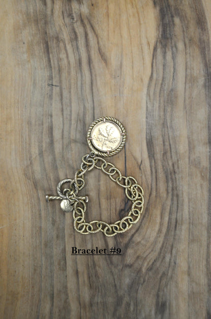 Vintage Coin Bracelets! Bracelet Coin Charms, Travel Charm Bracelet, Choose by Bracelet! Coin Charm Bracelet, Heritage Charms