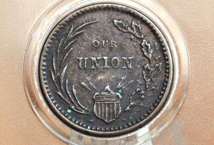 1863 Civil War Token - Our Union - XF Detail - Patriotic CWT - Great Condition - The Federal Union Must be Preserved