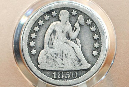 1850 Seated Liberty Dime - (VG) Very Good - 1850 Silver Dime / 1850 Liberty Seated Dime 1850