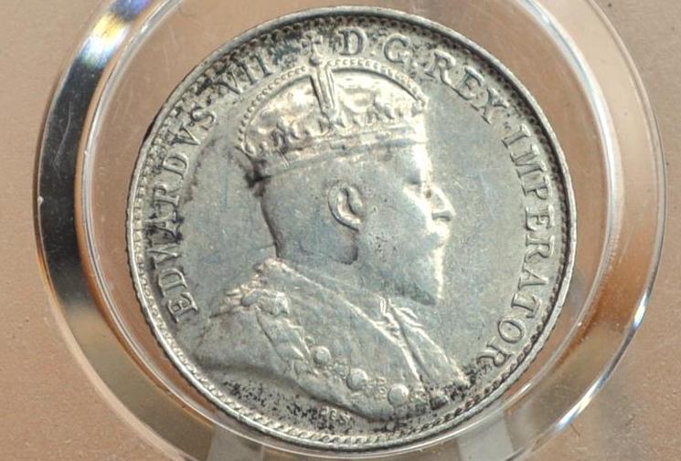 1902 Canadian Silver 5 Cent Coin - XF+ - King George - Canada 5 Cent Sterling Silver 1902 Canada - Lower Mintage
