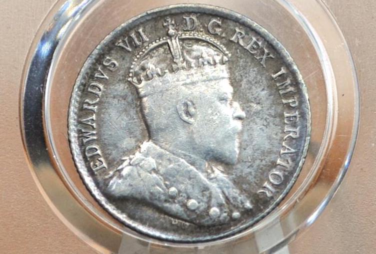 1907 Canadian Silver 5 Cent Coin - VF (Very Fine) Condition - King George - Canada 5 Cent Sterling Silver 1907 H Canada
