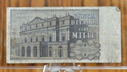 1975-77 Bank of Italy 1000 Lire Italian Banknote- Giuseppe Verdi Series - Choice of Signatures- 1970s Italy One Thousand Lire Note- P#101d/e