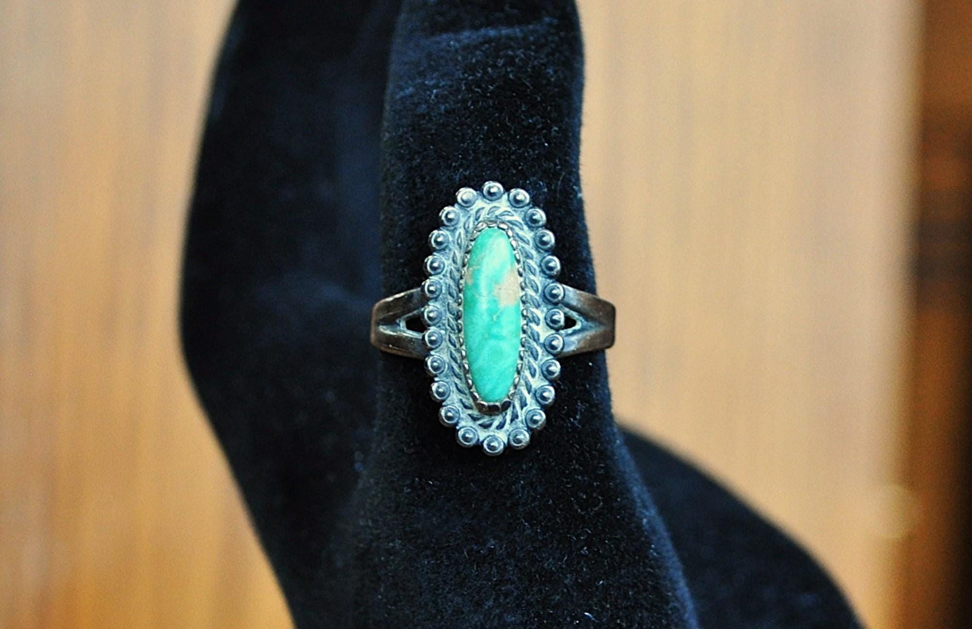 Vintage Bell Trading Post Sterling Ring Turquoise Stone, Size 6.5