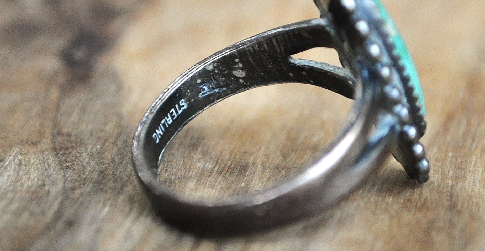 Vintage Bell Trading Post Sterling Ring Turquoise Stone, Size 6.5