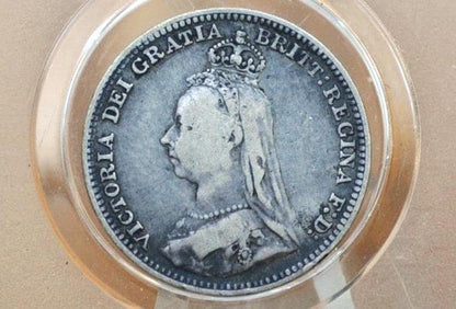 1890 Silver Threepence Great Britain - VF (Very Fine) Grade / Condition - Queen Victoria - Sterling Silver 3 Pence - 1890 Three pence