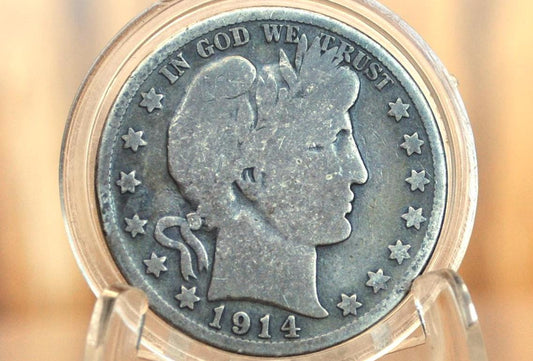 1914-S Barber Silver Half Dollar - VG (Very Good) Grade/Condition - San Francisco Mint, 1914S Half Dollar 1914 S Barber 50 Cent Coin 1914 US