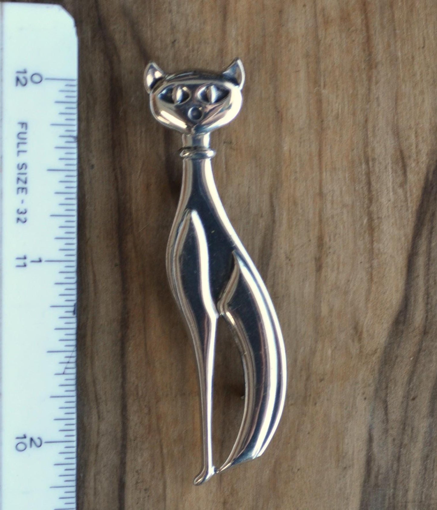 Vintage Beau Sterling Silver Sitting Cat Brooch - Mid-Century Pin - Beau-Ster Signed Sterling Silver 925 Cat Pin - Vintage Cat Pin Brooch