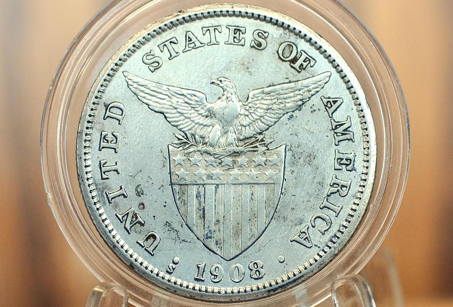 1908-S Philippines Silver One Peso - Great Condition, XF - 1908 Silver Peso Philippines, 80% Silver, S Mint 1908