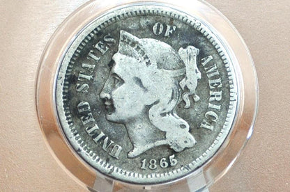 1865 Three Cent Nickel - Choose by Grade - Civil War Era Three-Cent 1865 3 Cent Coin - Nickel Composition