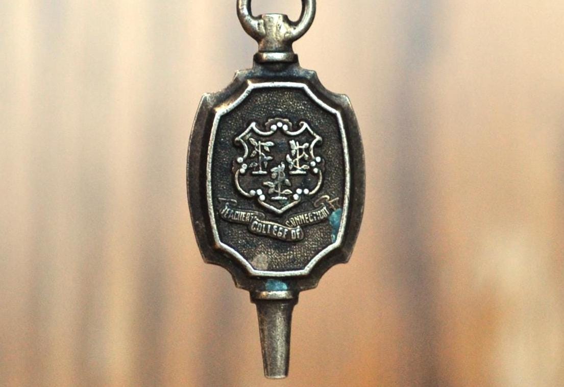 Vintage Teachers College of Connecticut Pendant- Vintage Pendant Charm - Vintage Teachers College of Connecticut Pendant Sterling Silver