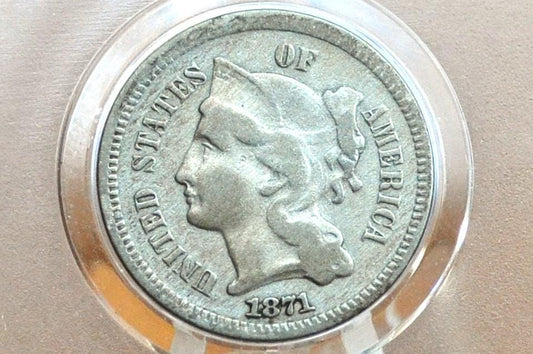 1871 Three Cent Nickel US Coin - VG/F Grade / Condition, Civil War Era 3 Cent Nickel 1871