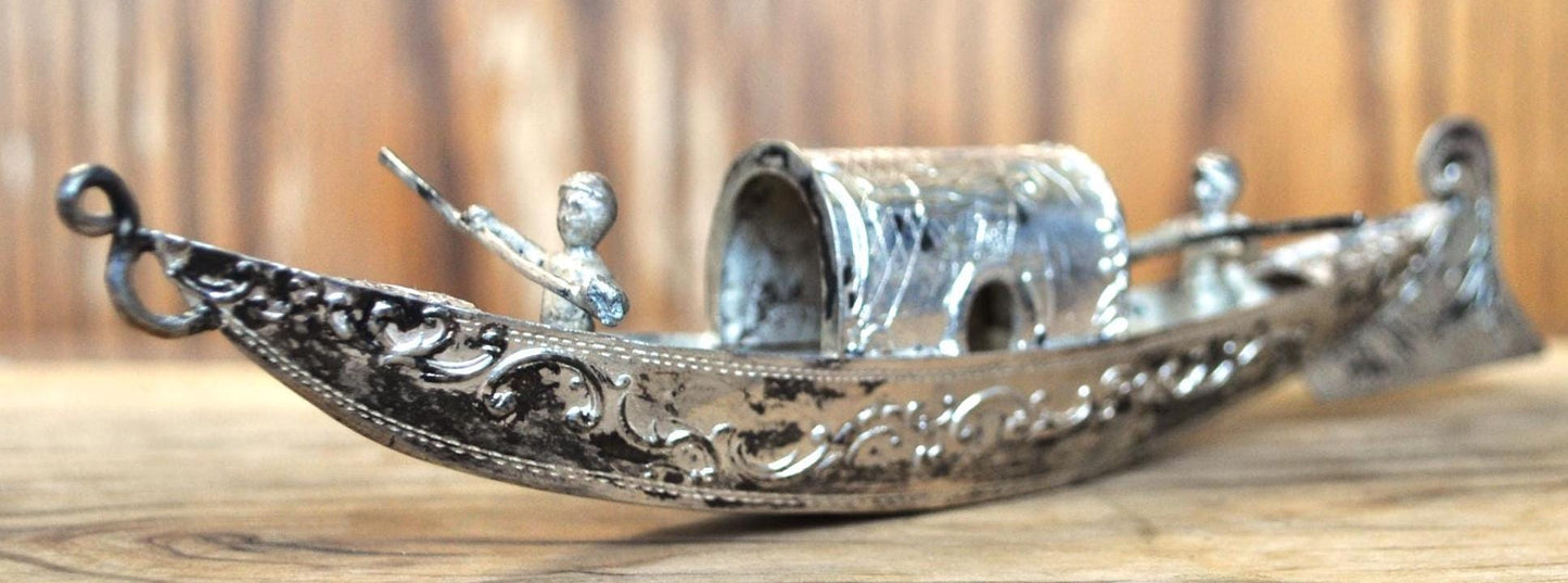 Antique Mini Continental 0.800 Silver Gondola and Gondoliers - Vintage Continental Silver Gondola and Gondoliers - Rare Find!