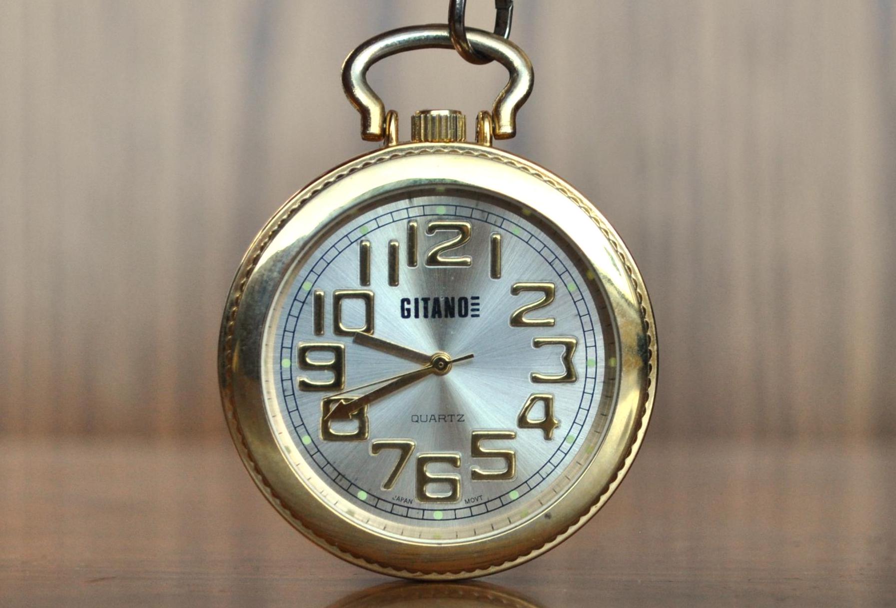 Vintage Gitano Gold Tone Pocket Watch Pendant - Working - Antique Working Gold Tone Watch