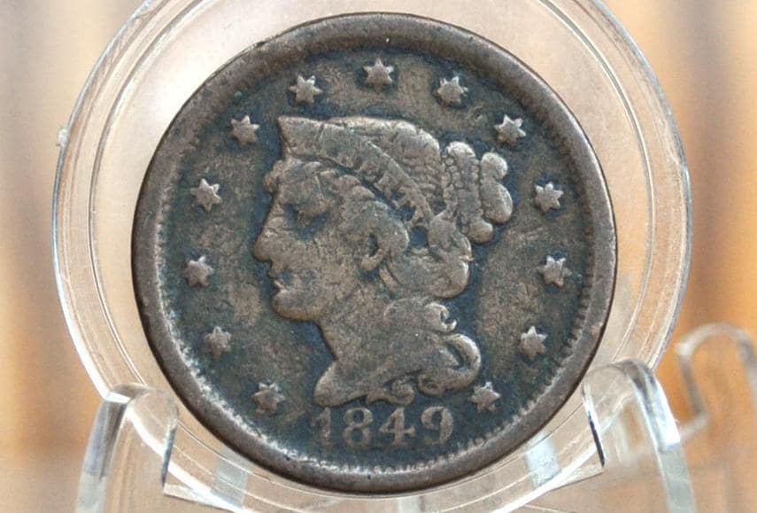 1849 Braided Hair Large Cent - Choose by Grade - 1849 Coronet Cent - 1849 US Large Cent - Braided Hair 1839 to 1857