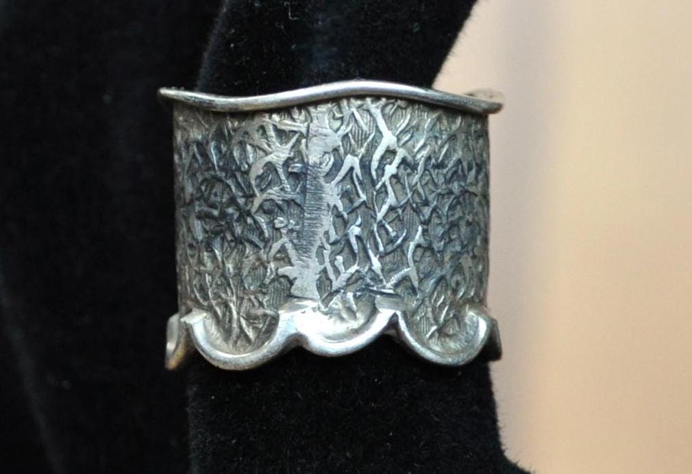 Vintage Indian Wide Band Sterling Silver Ring - Size 5.5 - Wide Band Sterling Silver Ring