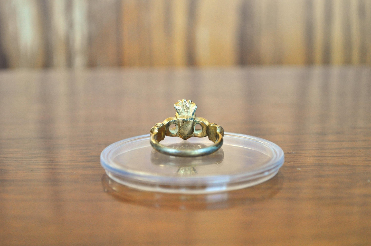 Vintage Avon Gold Toned Crystal Claddagh Ring - Irish Claddagh Ring - Size 8 - Avon Signed Gold-Toned Crystal Heart Crown Claddagh Ring