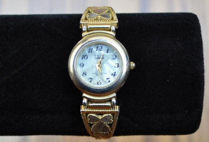 Vintage Kathy Ireland Ladies Gold Band Abalone Watch - Antique Kathy Ireland Gold Band watch - Working