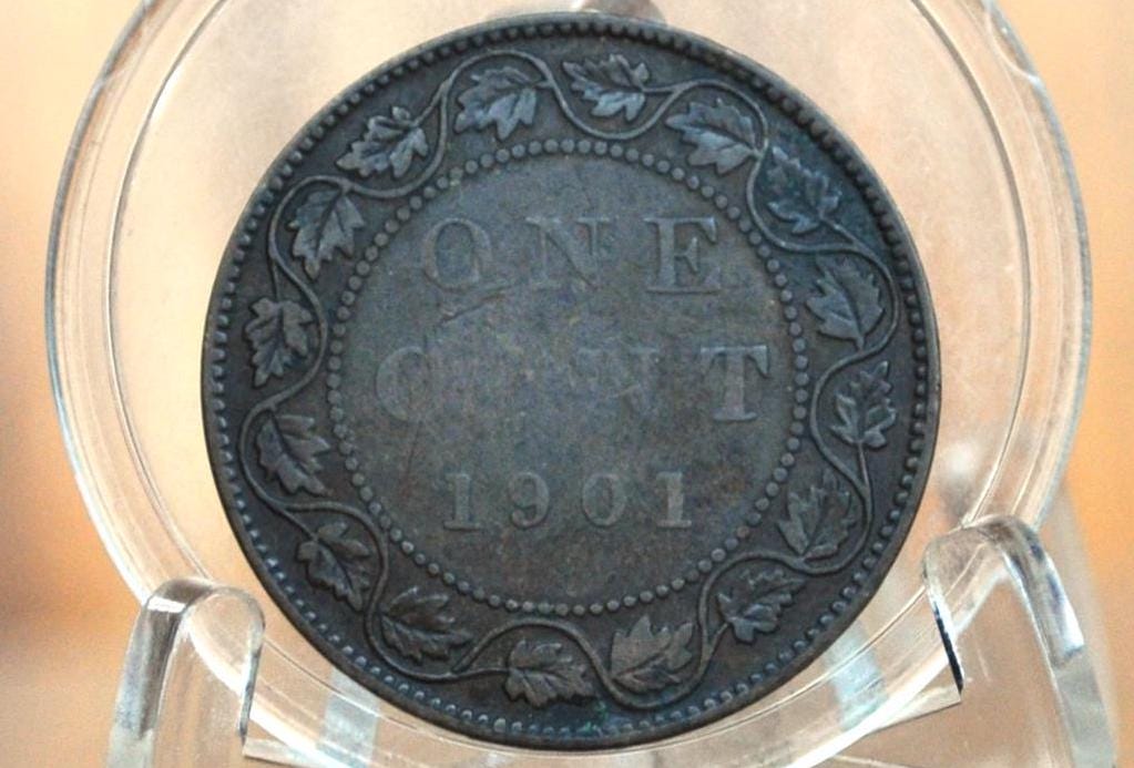 1901 Canadian Cent - VF-XF (Very to Extremely Fine) Condition - Queen Victoria - One Cent Canada 1901 Large Cent - 1901 One Cent